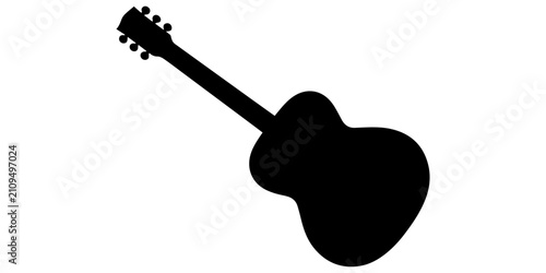 Photography Simple black and white illustration of an acoustic guitar on white background, a
