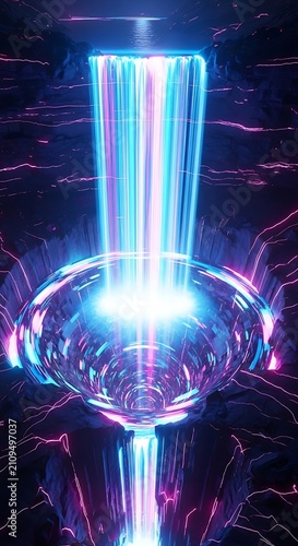Neon Waterfall Abstract.