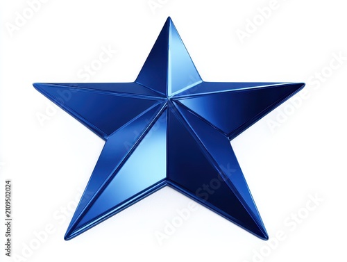 Shiny blue metallic star isolated on white background