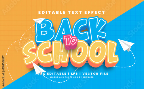 Editable back to school text effects, modern colors. Text style effects.
