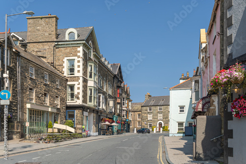 Barmouth high street in the county of Gwynedd in Wales