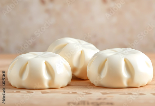 Three pieces of fresh mozza...