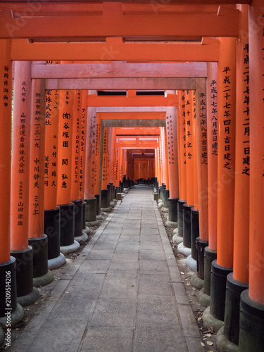 Allée de torii vermillon au sanctuaire Fushimi Inari-taisha à Kyoto, Japon