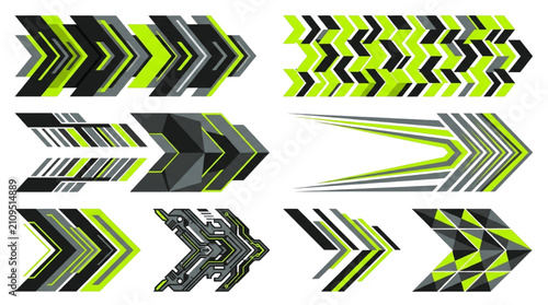 Green Black Chevron Racing Stripe Vehicle Wrap Vector Collection