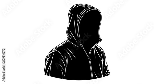 Obraz na płótnie Hooded figure silhouette against a white background silhouette