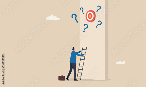 Foto Mistake and error business problem and missing goal, disappointment or mission f