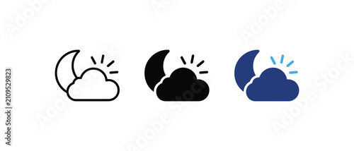 Bild auf Leinwand Moon and cloud weather icons for night forecast app ui.