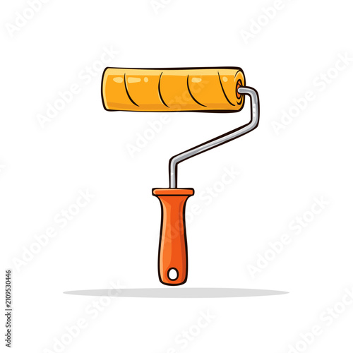 Orange handle paint roller tool for wall and ceiling application
