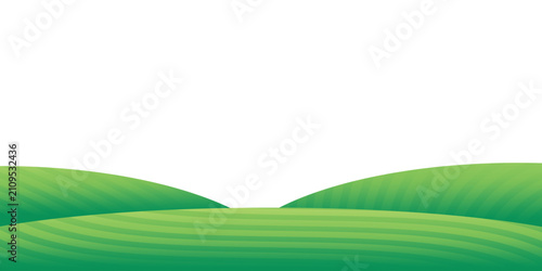 Foto Rolling Green Hills Landscape Background with Fresh Grass and White Copy Space V