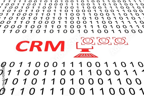CRM concept binary code 3d illustration