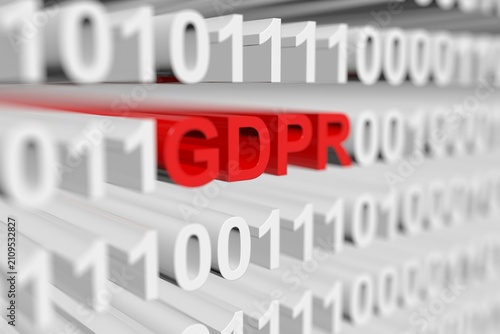 GDPR binary code blurred 3d illustration