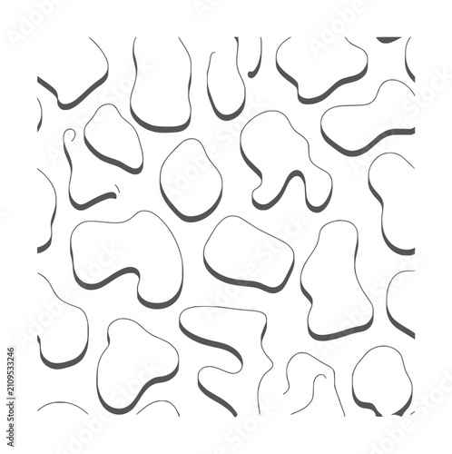 Cuadro en lienzo Irregular organic shapes with dark outlines white blobs