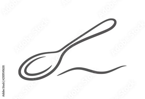 Cuadro en lienzo Single line of a spoon with a wavy line utensil kitchen food