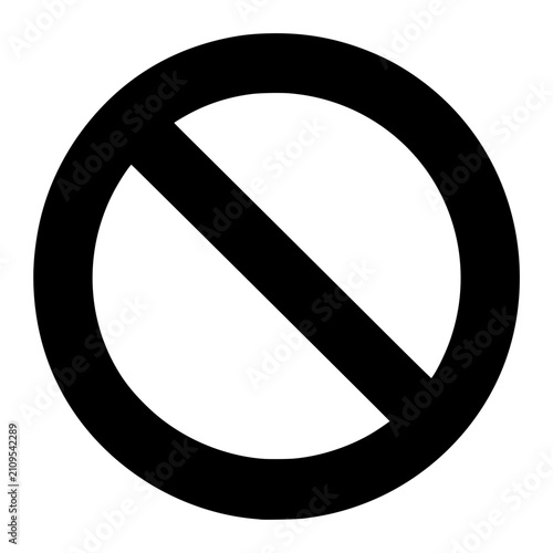 No Symbol black silhouette vector illustration, simple flat clipart design isolated on white background