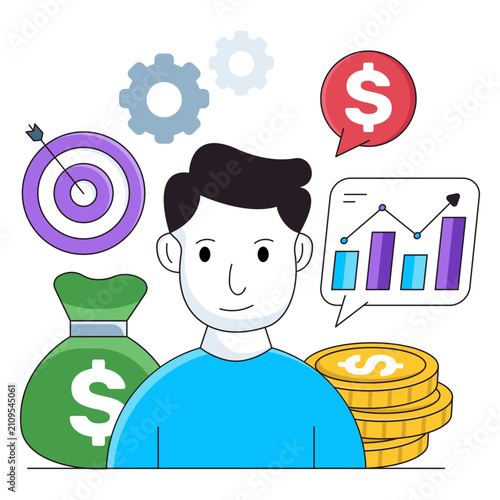 Obraz na plátne Dollar with human avatar showcasing investor illustration