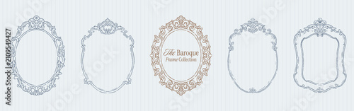 Quadro su tela Vintage victorian oval frame set for wedding invitations