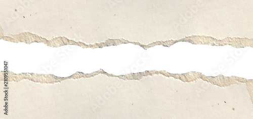Ripped Vintage Textured Paper Scrap Banner Isolated on White Background