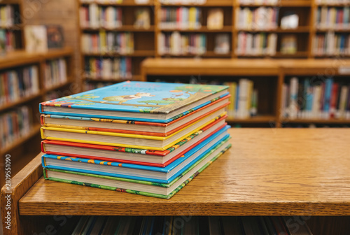 Colorful Children's Picture Books Stack School Library Reading Education Early Learning Back to School