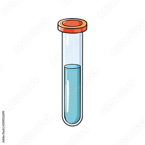 Simple cartoon illustration of a science laboratory test tube filled with blue liquid