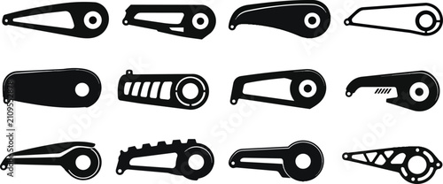 Diverse Black Bicycle Chain Guard Vector Icons Set