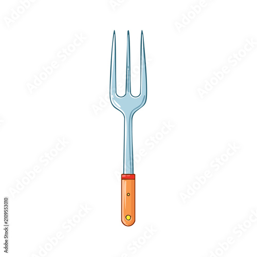 A single, simple carving fork with a wooden handle, an essential kitchen utensil for serving meats.