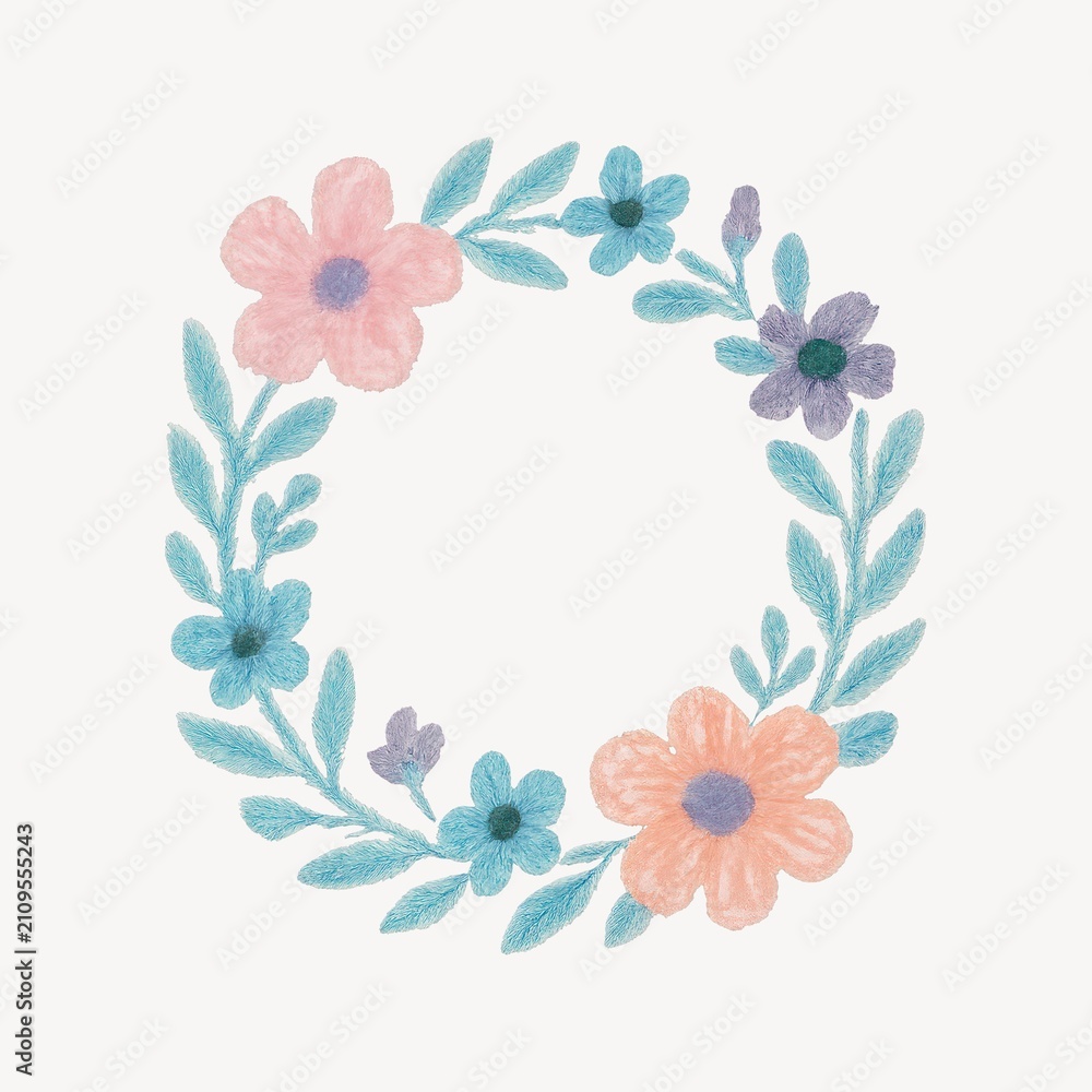 Obraz premium Pastel floral wreath illustration