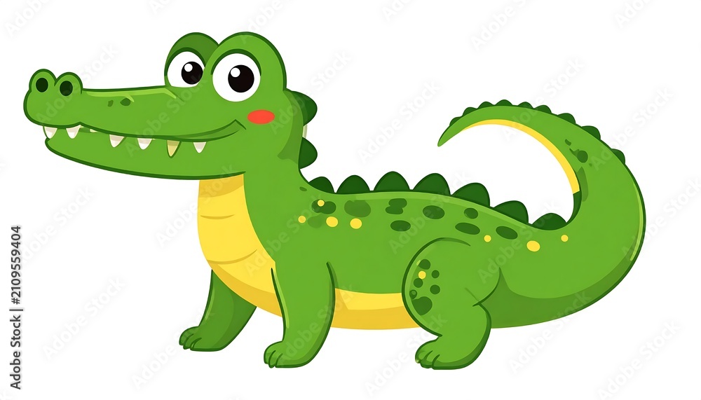 Fototapeta premium Cute green dinosaur character illustration isolated.