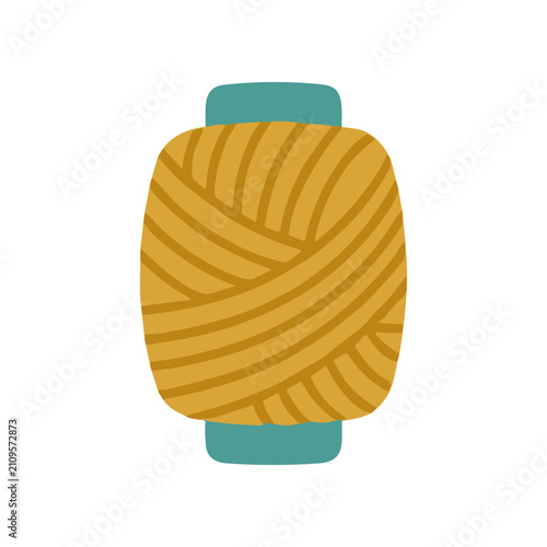 Foto Yellow skein of yarn on spool.