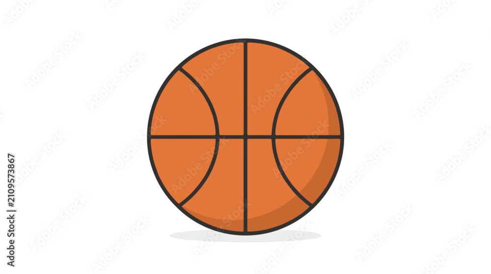 Fototapeta premium Classic Orange Basketball with Black Lines and Shadow on White Background