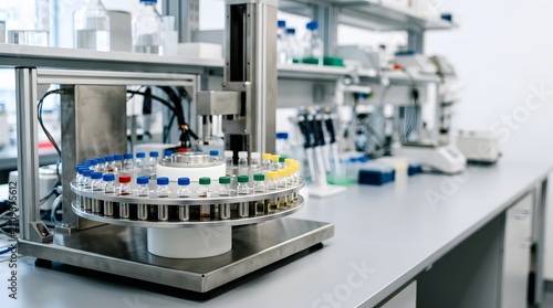 automated laboratory sample carousel system for organized specimen handling and high throughput analytical testing workflow