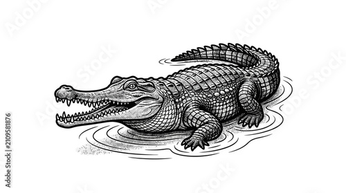 Foto Large crocodile in the water opening mouth.