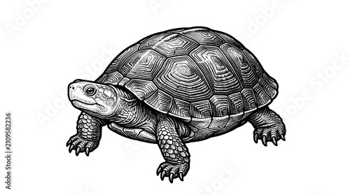 Quadro su tela Turtle Walking on Land Slowly Alone.