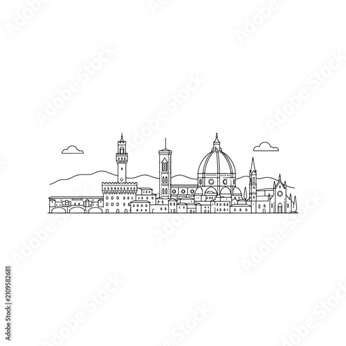Florence Skyline Historic Clean Line Art Icon