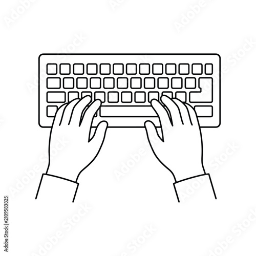 Hands Typing Keyboard Clean Line Art Icon