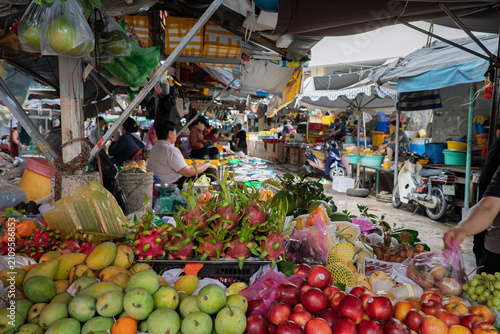 Colorful Fresh Produce at a Street Market in Saigon