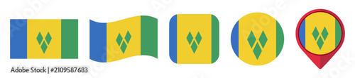 Fotografía Saint Vincent and the Grenadines flag icon set on transparent background