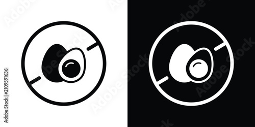 Foto Egg free stamp badge icon vector set in black and white graphic style