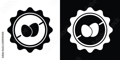 Tableau sur toile Egg free seal label vector badge with text and prohibition icon