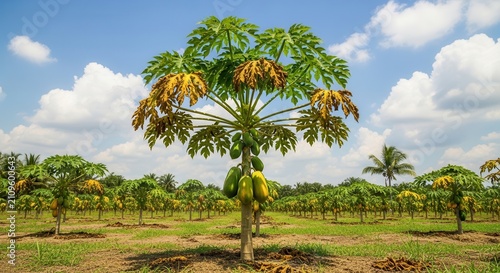papaya tree in a tropical field
