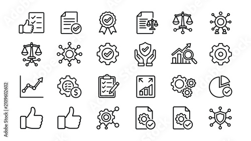 Business icons set for productivity and management tools  workflow optimization