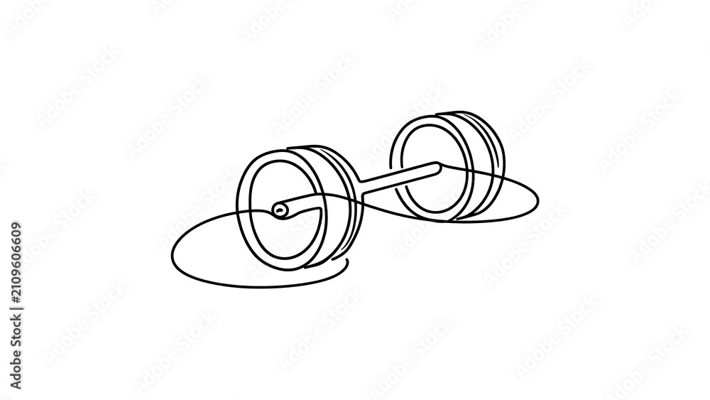 Obraz premium Minimalist barbell sketch on white background.