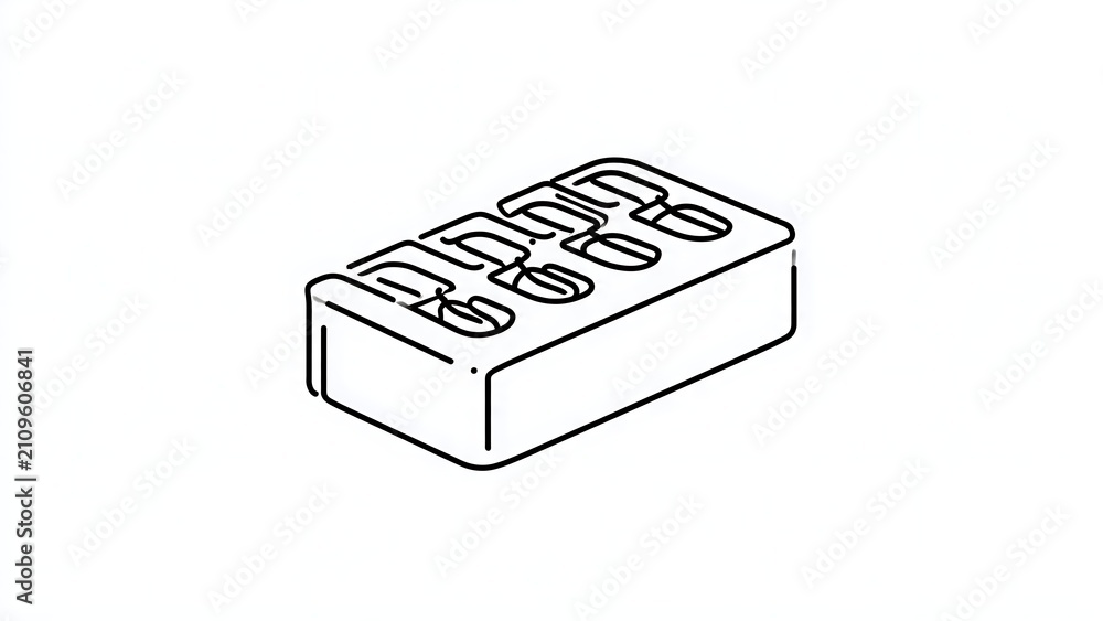 Fototapeta premium Black and white LEGO brick illustration white background.