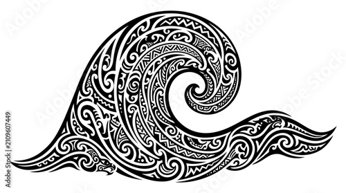 Obraz na płótnie Maori Tribal Wave Design Vector Illustration in Polynesian Tattoo Style