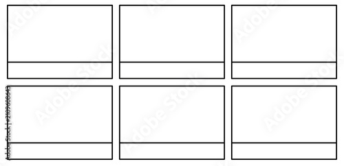 Minimalist Black Storyboard Panels Wireframe Graphic Element Isolated on Transparent Background
