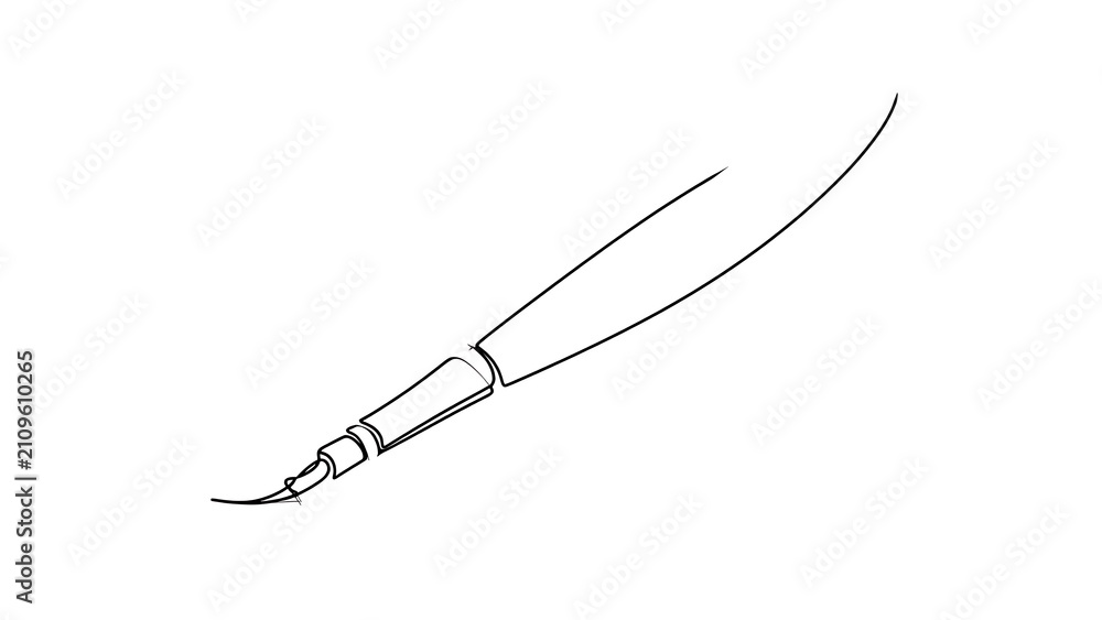 Fototapeta premium Hand drawn sewing needle and thread white background.