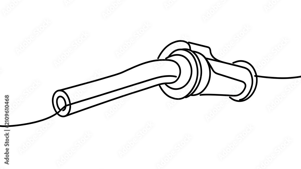 Obraz premium Simple line art fire hose nozzle white background.