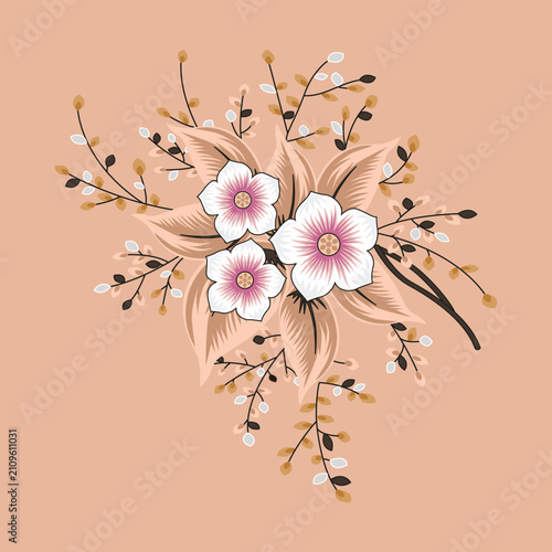 Elegant floral bouquet illustration soft peach