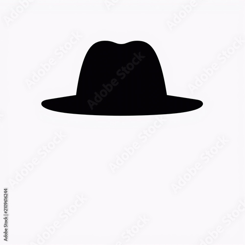 Black Felt Fedora Hat Isolated on White Background Minimalist Style