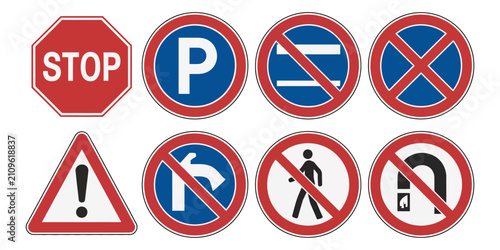 No Parking Sign Icon with Red Prohibition Symbol for Traffic Control, Road Safety and Parking Restriction Vector Illustration