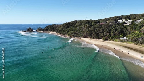 Byron Bay Surfers Aerial Video Wategos Beach Australia 4k